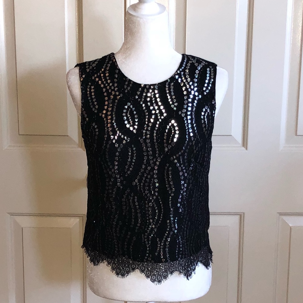 Eight Sixty Black & Silver Sparkle Lace Top